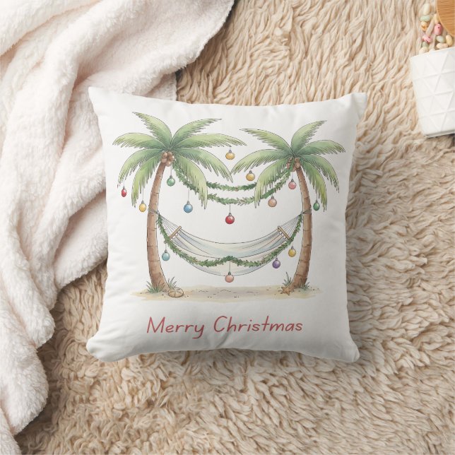 Coastal Christmas Palm Trees With Hammock Cushion (Blanket)