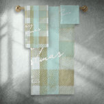 Coastal Christmas Plaid Pattern#2 ID1009 Bath Towel Set<br><div class="desc">Capture the serene beauty of the coast with this charming tartan pattern in soothing shades of teal, white, and beige. The soft colour palette adds a fun and beachy feeling to this bath towel design, perfect for bringing a touch of coastal elegance to your holiday decor. Personalise the design with...</div>