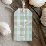 Coastal Christmas Plaid Pattern#2 ID1009 Gift Tags<br><div class="desc">Capture the serene beauty of the coast with this charming tartan pattern in soothing shades of teal, white, and beige. The soft colour palette adds a fun and beachy feeling to this gift tag design, perfect for bringing a touch of coastal elegance to your holiday. Personalise the design with your...</div>