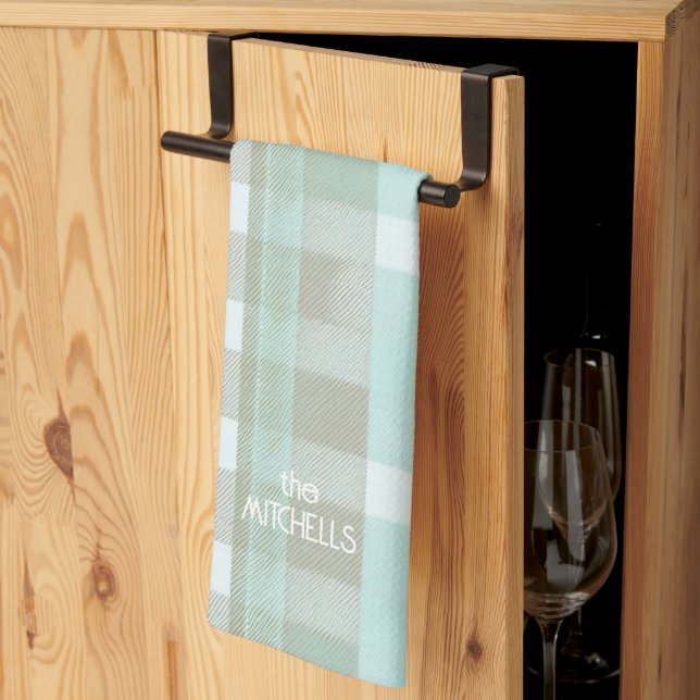 Coastal Christmas Plaid Pattern#2 ID1009 Tea Towel (Thirds Fold)