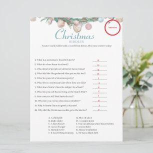 Coastal Christmas Riddles game Answer card