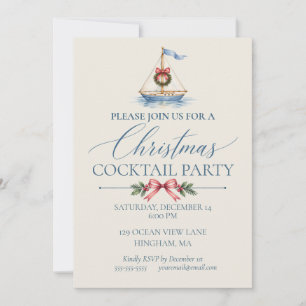 Coastal Christmas Sailboat Invitation