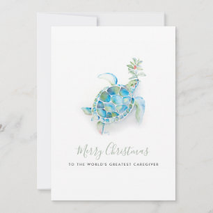 Coastal Christmas Sea Turtle Caregiver Card