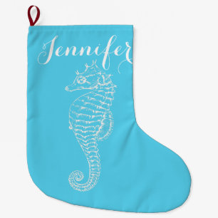 Coastal Christmas Seahorse Stocking