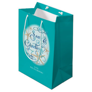 Coastal Christmas Seas and Greetings Starfish Medium Gift Bag