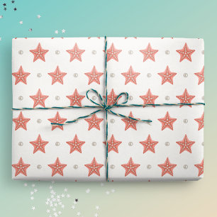 Coastal Christmas Starfish Wrapping Paper