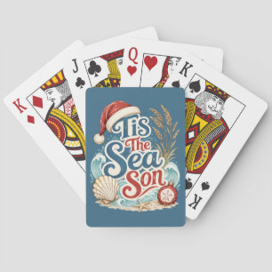 Coastal Christmas Tis Sea Son Typography Playing Cards