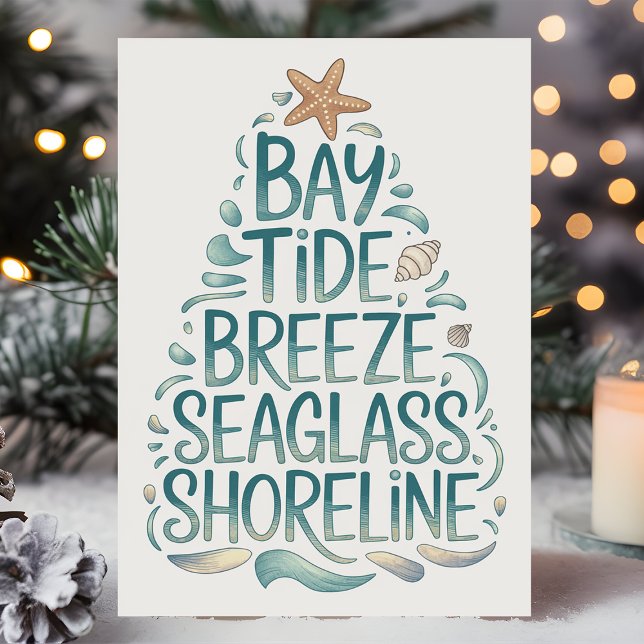 Coastal Christmas Tree Beach Holiday Card (Creator Uploaded)