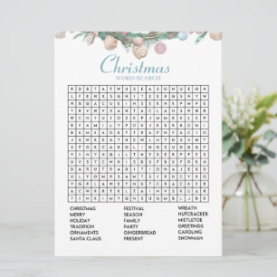 Coastal Christmas Word Search Holiday Game card