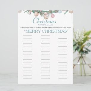 Coastal Christmas Words game card