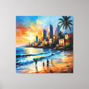 🌅 Coastal City Sunset Modern Home Decor