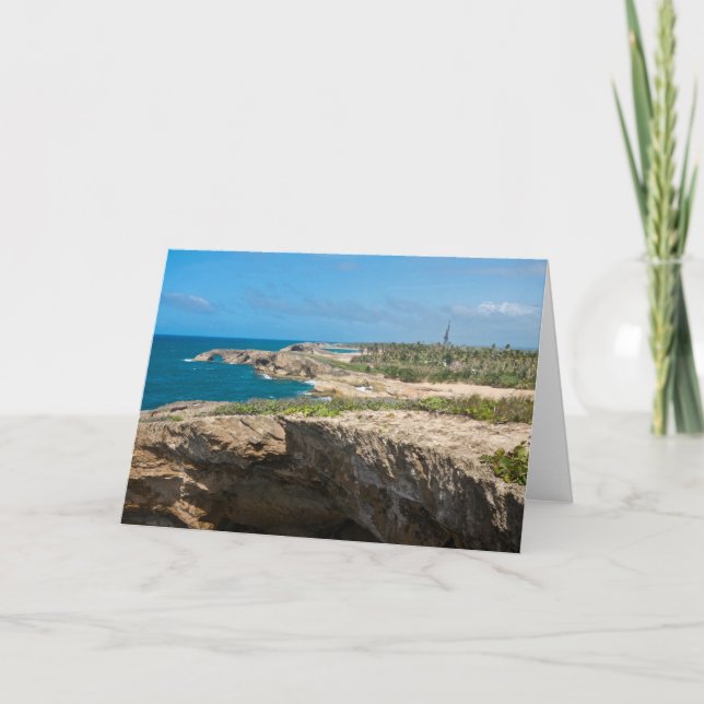 Coastal Cliffs and Beaches at Cueva del Indio Card (Front)