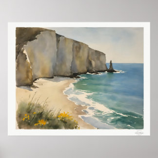 Coastal Cliffs and Sandy Beach Poster