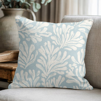 Coastal Coral Blue Cushion