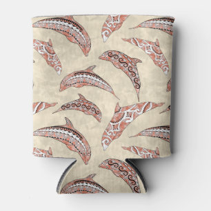 Coastal Coral Hawaiian Tribal Dolphins Can Cooler