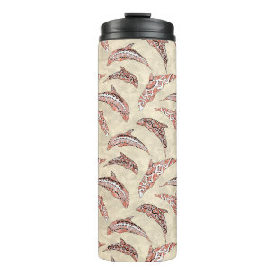 Coastal Coral Hawaiian Tribal Dolphins Thermal Tumbler