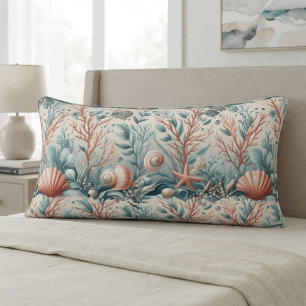Coastal Coral Marine Life Seashells Vintage Ivory Body Cushion