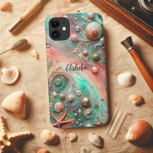 Coastal Coral Mint Seashells and Pearls Case-Mate iPhone Case