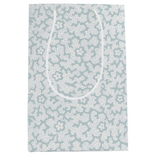 Coastal Coral Print, Celadon Blue and White Medium Gift Bag