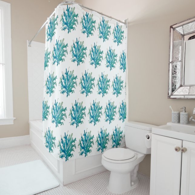 Coastal Coral Reef Pattern Shower Curtain (In Situ)
