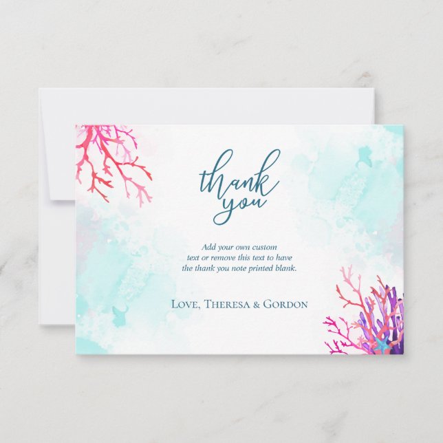 Coastal Coral Reef Thank You Cards (Front)