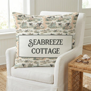 Coastal Cottage Lighthouse Pattern Cushion