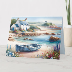 Coastal Cottage Seaside Rowboat Bloom Card