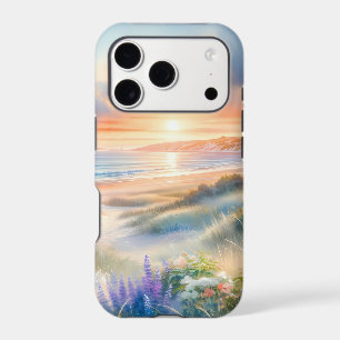 Coastal Cottage Sunset Dunes Watercolor