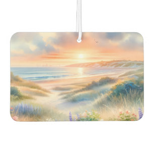 Coastal Cottage Sunset Dunes Watercolor Car Air Freshener