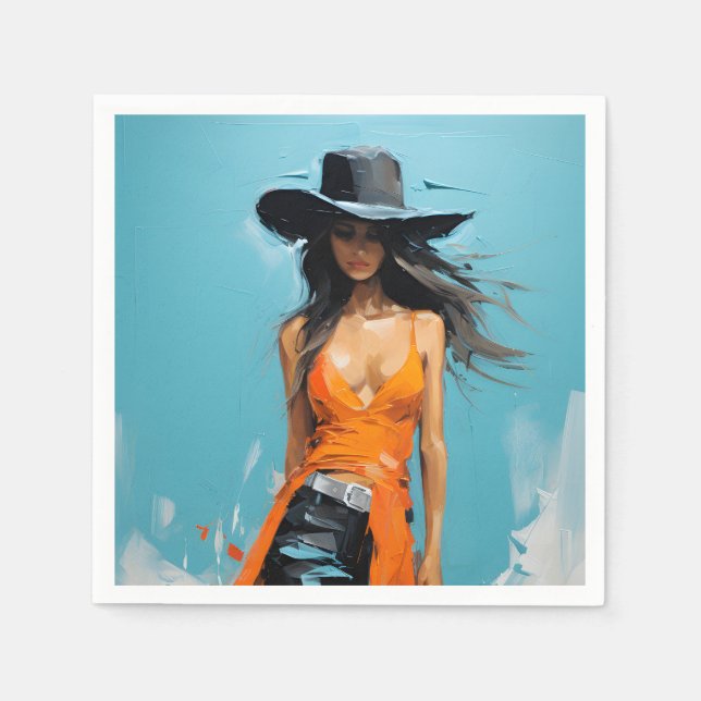 Coastal cowgirl aesthetic 30th birthday party napkin (Front)