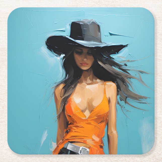 Coastal cowgirl aesthetic 30th birthday party square paper coaster (Front)