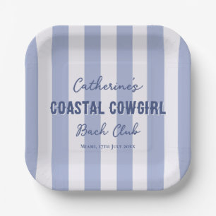 Coastal Cowgirl Bach Club Blue White Stripes Paper Plate