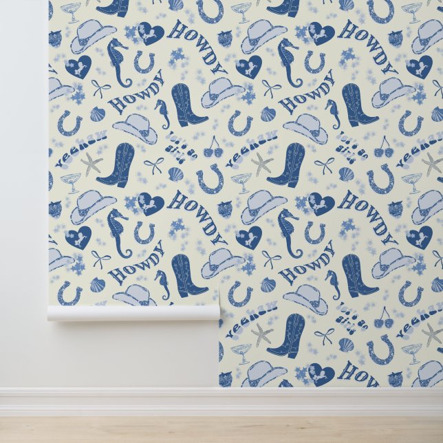 Coastal Cowgirl Bach Club Fun Pattern Wallpaper (Application)
