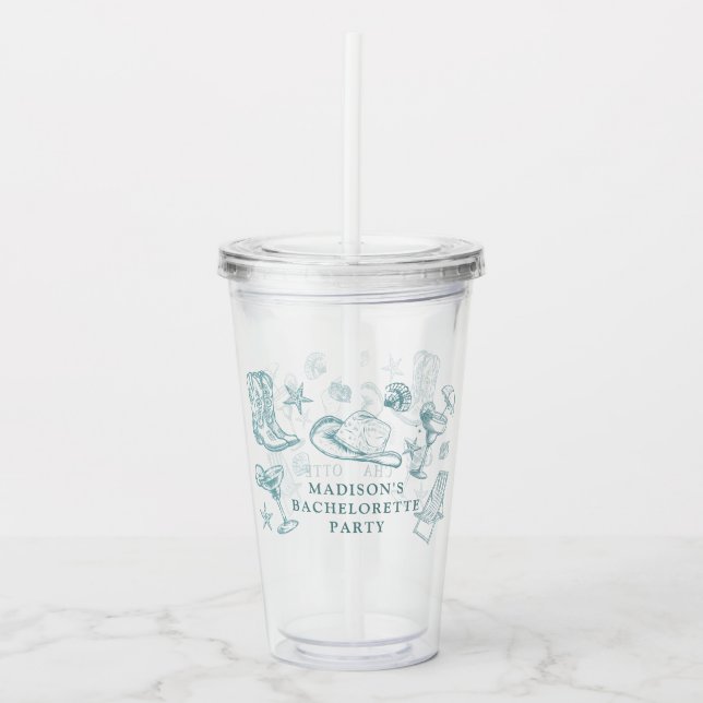 Coastal Cowgirl Bachelorette  Acrylic Tumbler (Front)