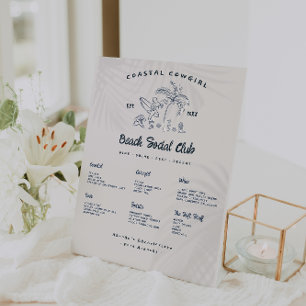 Coastal Cowgirl Bachelorette   Bar Menu Pedestal Sign