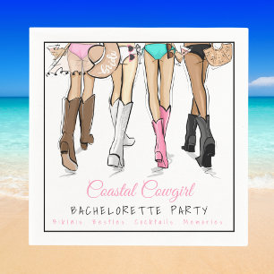 Coastal Cowgirl Bachelorette Bikinis Besties Party Napkin