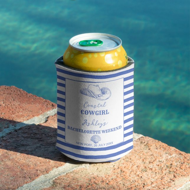 Coastal Cowgirl Bachelorette favours printed Can Cooler (In Situ Pool)