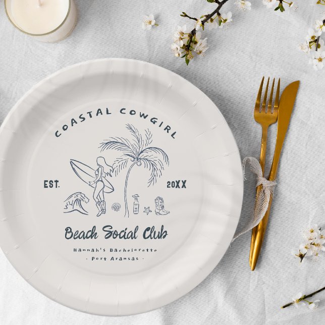 Coastal Cowgirl Bachelorette  Paper Plate (Creator Uploaded)