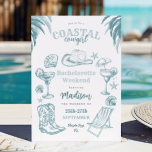 Coastal Cowgirl Bachelorette Party Invitation