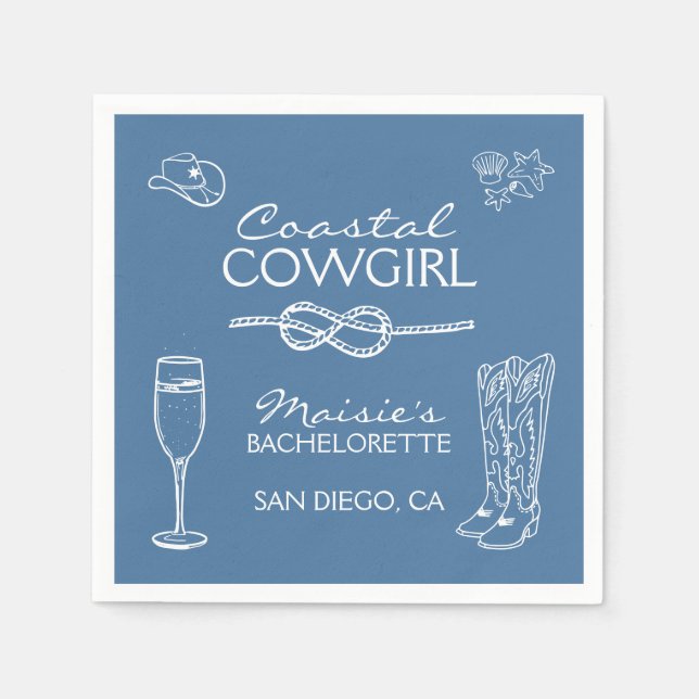 Coastal Cowgirl Bachelorette Party Weekend Napkin (Front)