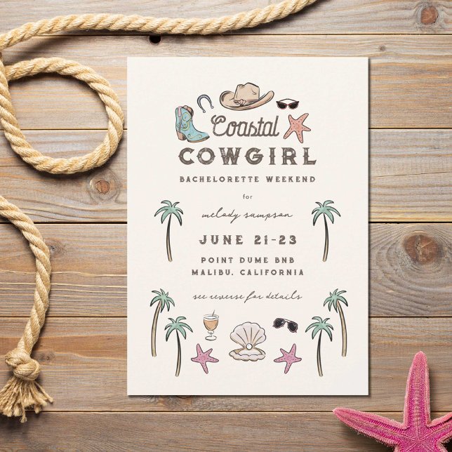 Coastal Cowgirl Bachelorette Weekend Invitation (Creator Uploaded)