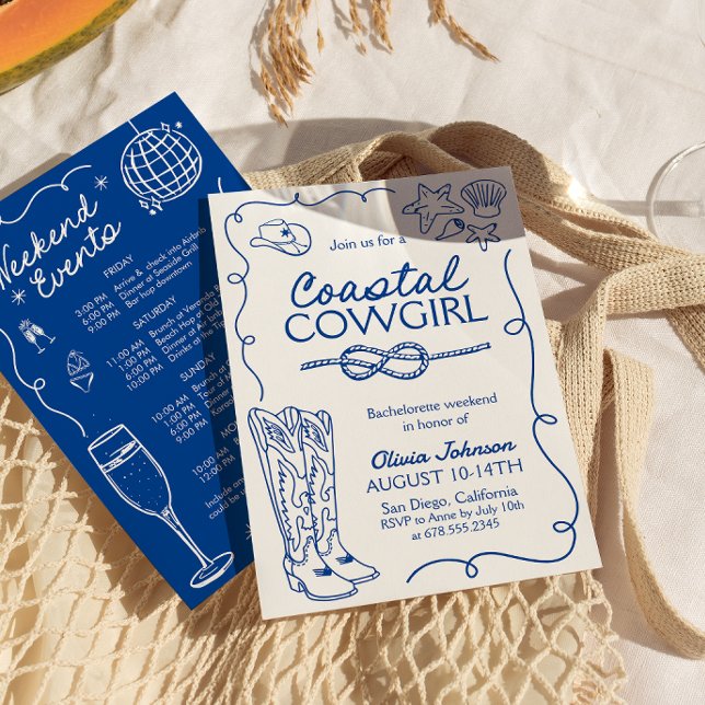 Coastal Cowgirl Bachelorette Weekend Itinerary  Invitation (Creator Uploaded)