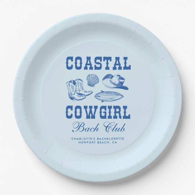 Coastal Cowgirl Bachelorette Weekend Paper Plate (Front)