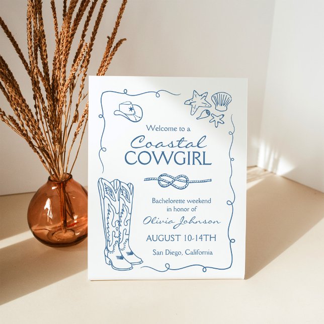Coastal Cowgirl Bachelorette Weekend Party Pedestal Sign (Creator Uploaded)