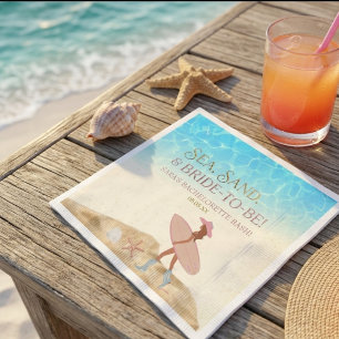 Coastal Cowgirl Beach Bachelorette Pink Bride  Napkin