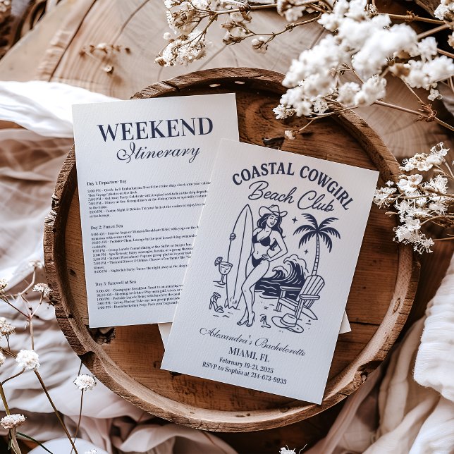 Coastal Cowgirl Beach Club Bachelorette Invitation (Creator Uploaded)