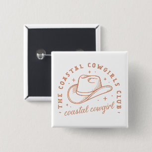 Coastal cowgirl beach club brown aesthetic 15 cm square badge