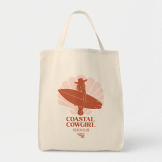 Coastal Cowgirl Beach Club T-Shirt Retro Surf Girl Tote Bag