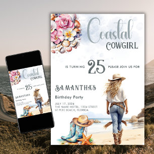 Coastal Cowgirl Birthday Party Western Beach Invitation
