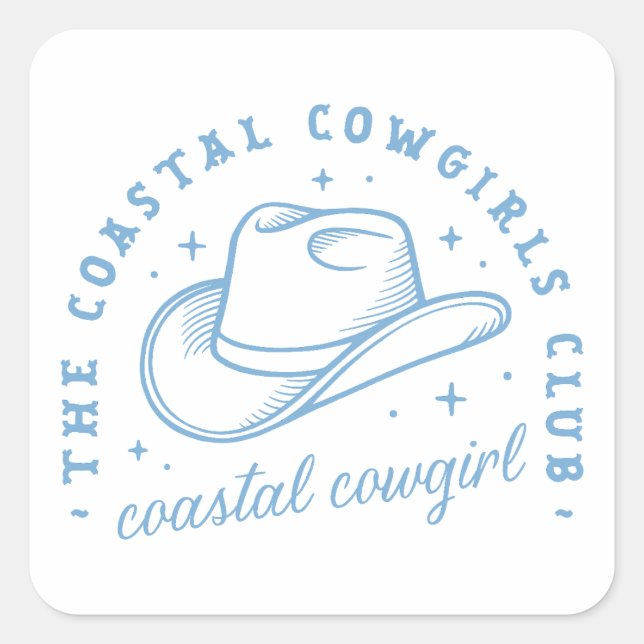 Coastal cowgirl blue aesthetic girls matching square sticker (Front)